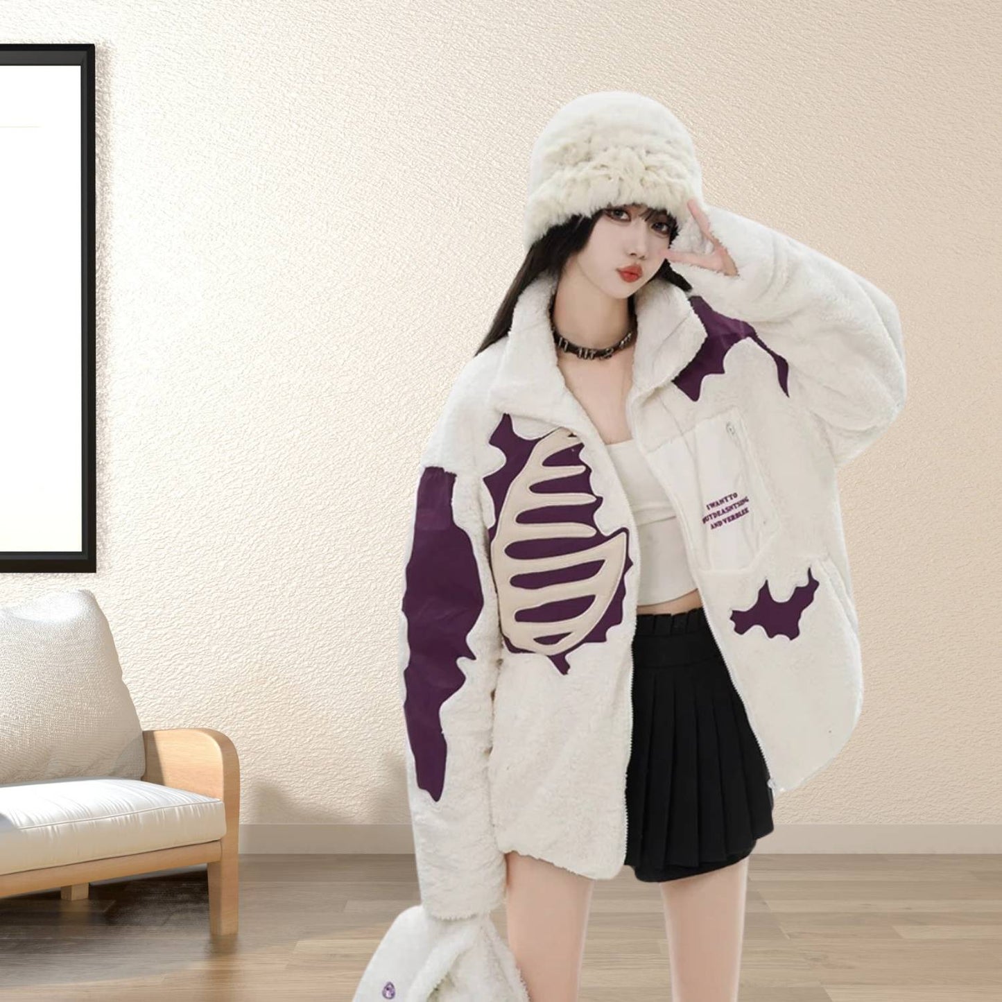 Veste Polaire Squelette – Streetwear Unisexe au Look Audacieux et Unique