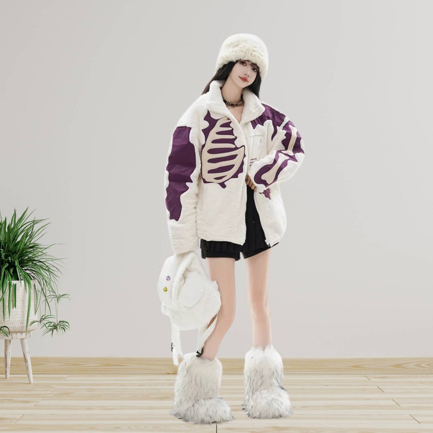 Veste Polaire Squelette – Streetwear Unisexe au Look Audacieux et Unique